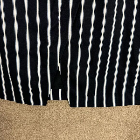 Ann Taylor Loft Skirt Womens 6 Black/Blue Striped Wrap ‎ Knee Length Straight - Picture 3 of 10